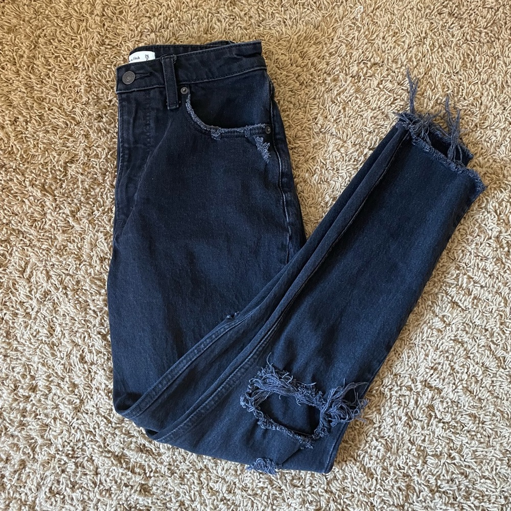 Abercrombie Black High Rise Distressed jeans